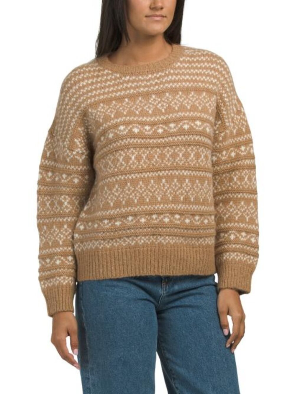 NAADAM Luxe Lofty Alpaca Wool Blend Fair Isle Crewneck Sweater